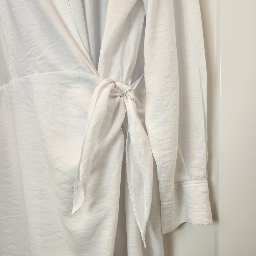 Vince White Wrap Shirt Dress XL Long Sleeve Quiet Luxury Minimalist‎ Resortwear - Picture 8 of 16